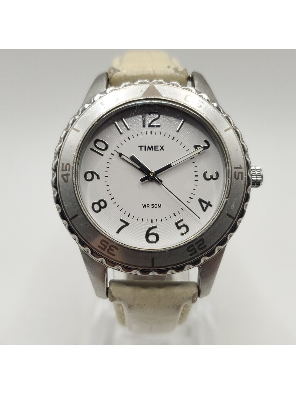 Timex Quartz Womens White Band Watch 35mm New Battery